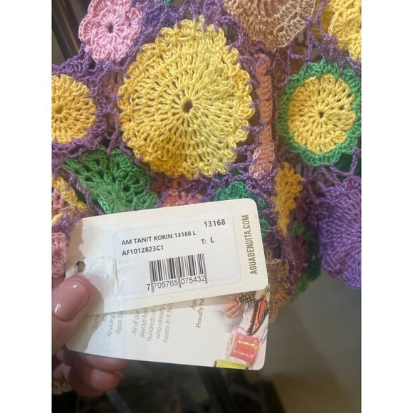 Agua Bendita Tanit Crochet Crop Top Multicolor Womens Size Large - Picture 8 of 9